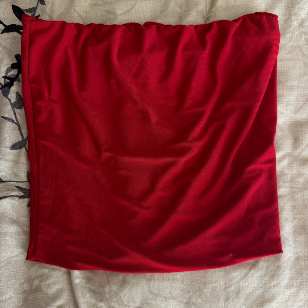 Red Strapless Crop Top - Unbranded